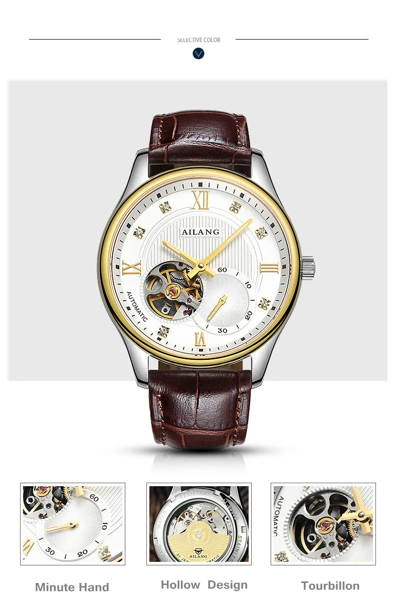AILANG Tourbillon Мужские часы люксовый бренд Мужские часы автоматические часы алмаз Relogio синий сапфир механические часы