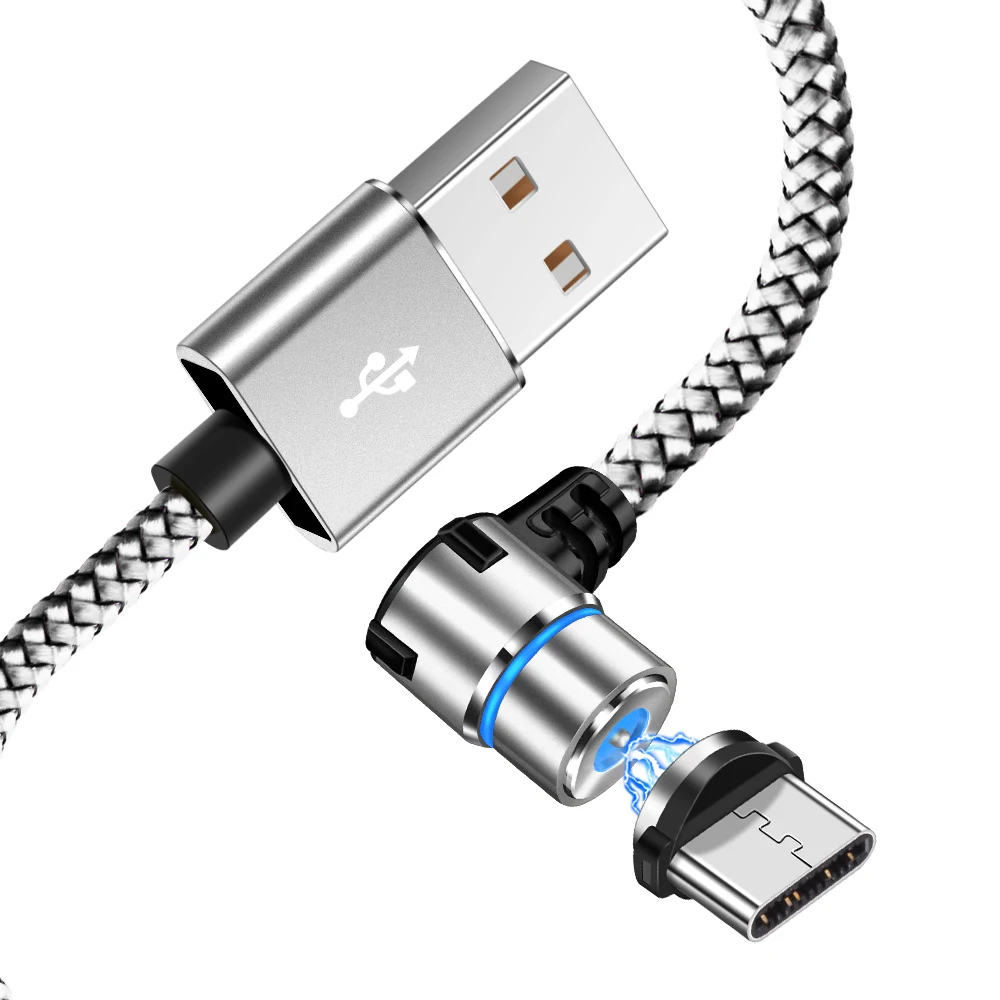 OLAF светодиодный магнитный кабель USB 90 градусов для iPhone XS samsung S9 Xiaomi huawei Быстрая зарядка Магнитный Micro usb type c кабель usbc