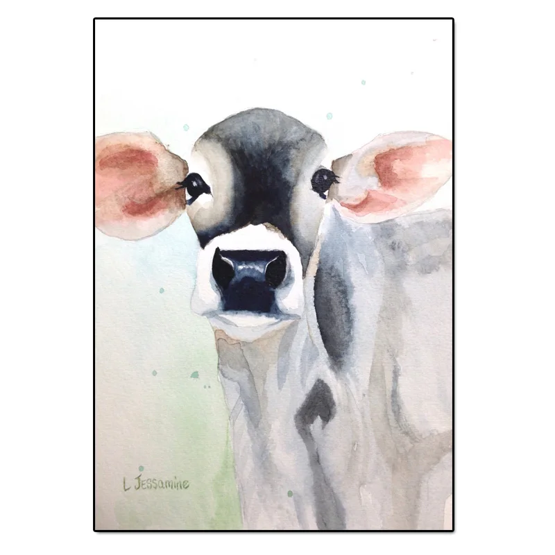 watercolor cow 2 RELIABLI ART Highland Cow картина с животными на холсте напечатанная настенная живопись для гостиной современные картины для украшения без рамы - Цвет: watercolor cow 2
