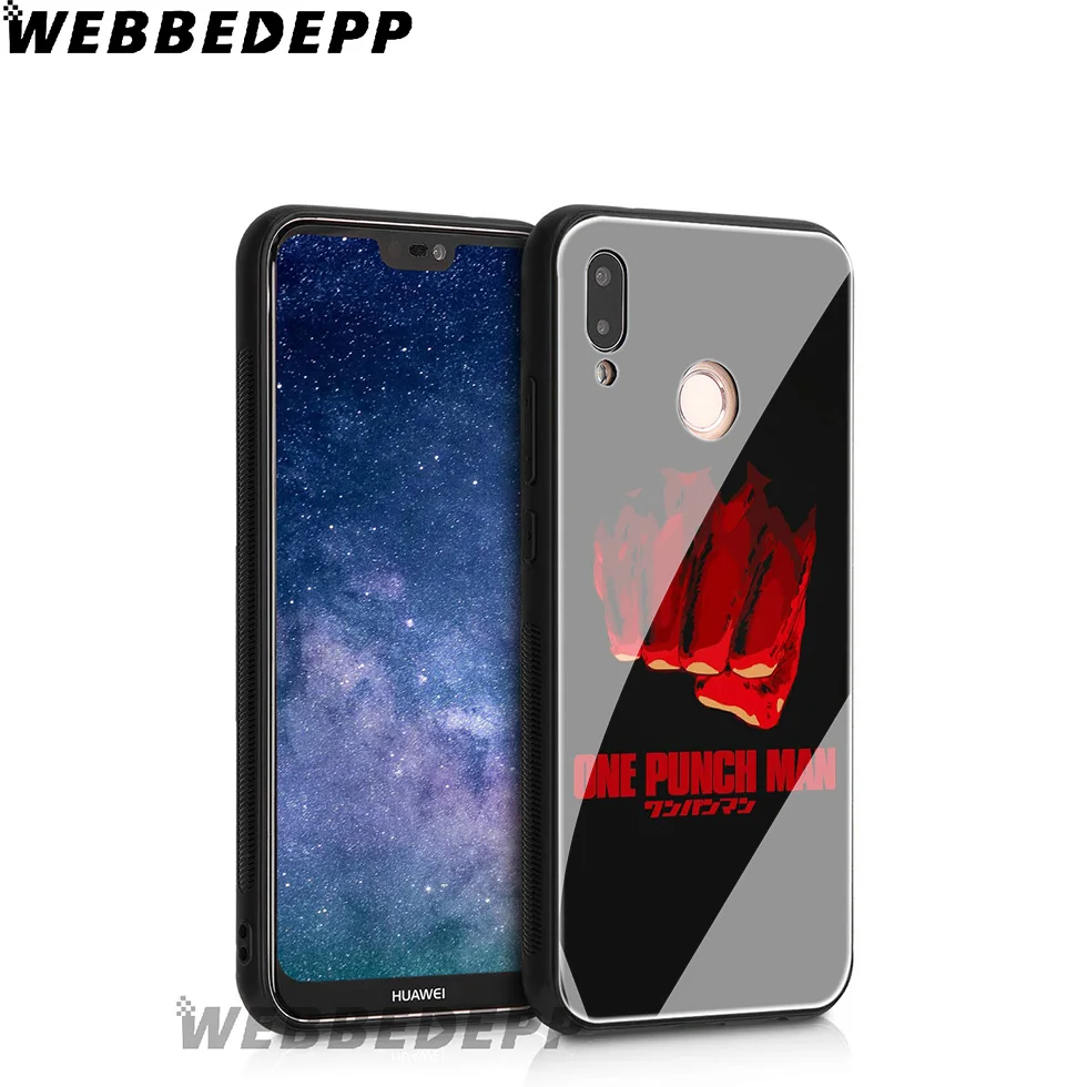 WEBBEDEPP One Punch Man Cartoon Tempered Glass Case for Huawei Mate 20 P20 P10 P Smart 2019 2018 & Honor 10 9 8X 7A Lite Pro |