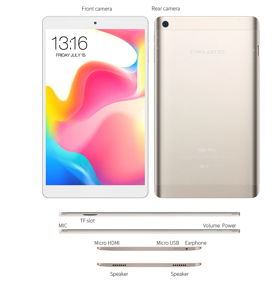 Teclast P80 Pro Android 7,0 MTK8163 четырехъядерный планшетный ПК 3 ГБ ОЗУ 32 Гб ПЗУ 1,3 ГГц двойной WiFi gps HDMI Две камеры 1920*1200