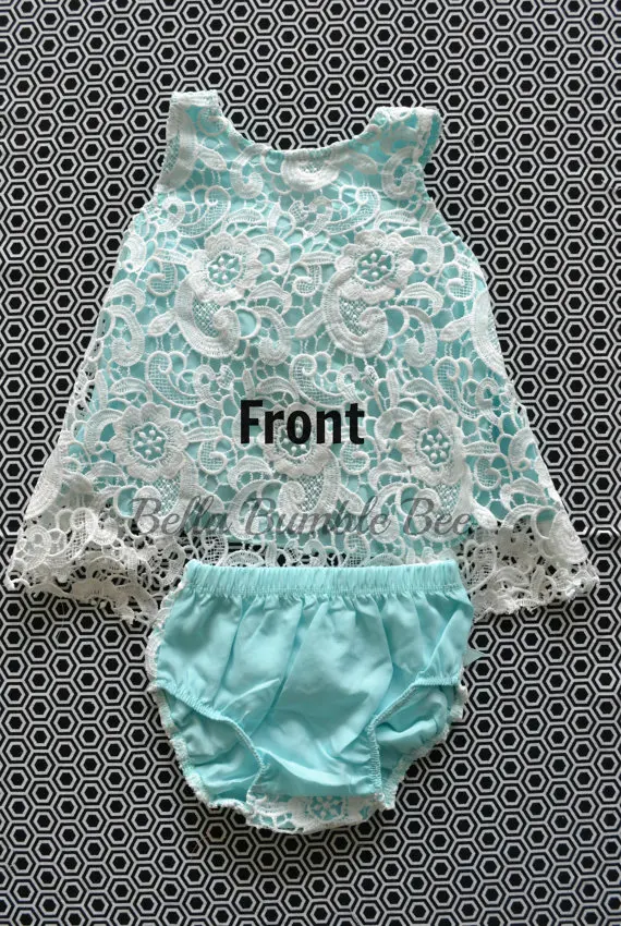 Детское платье топ с кружевом мятно синее|birthday outfit|first birthday outfitswing top |