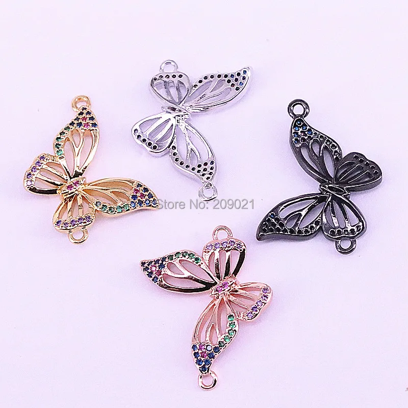 10 шт. Радужный CZ кубический циркон micro pave Butterflys соединитель браслет