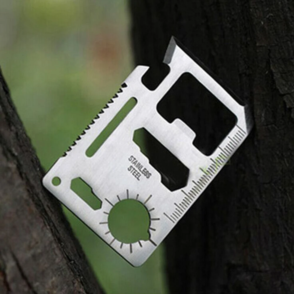 Camping Survival Tool Army Sliver Stainless Steel SOS Rescue Outdoor Tools Multi-functiona Credit Card Gadgets | Спорт и развлечения