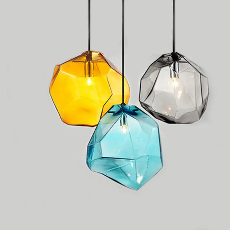 

LukLoy Modern LED Pendant Light Stained Glass Hanging Lamp Nordic Lobby Bar Living Room Kitchen Dining Room Clothing Glass Light