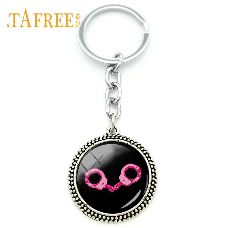 

TAFREE Romantic Lovers DIY Jewelry Handcuffs Keychain For Car Key Charms Pendant Keyring Handbag Key Chain Chaveiro HC18