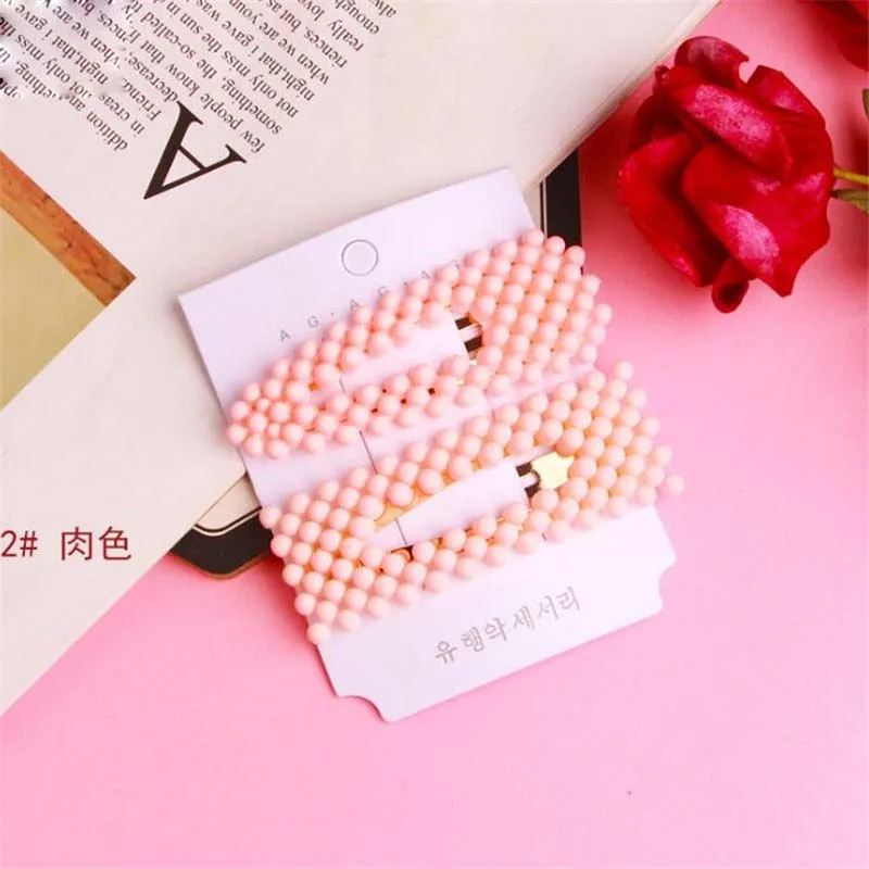 skin pink 2 шт. модный жемчуг искусственный бисер заколка красочный Жемчуг цветок палочка, Шпилька для волос для девочек аксессуары для укладки волос - Цвет: skin pink