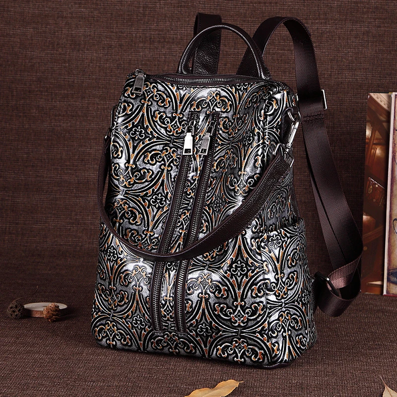 Женский рюкзак из натуральной кожи школьная сумка на плечо ранец роскошный для