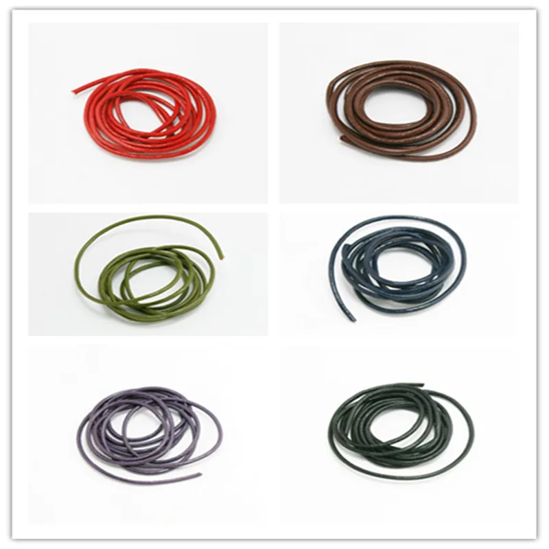Высокое качество 6 цветов Длина 1 м Размеры около 2 мм из натуральной кожи Cord Jewelry findings для самостоятельного изготовления браслетов и Цепочки и ожерелья решений
