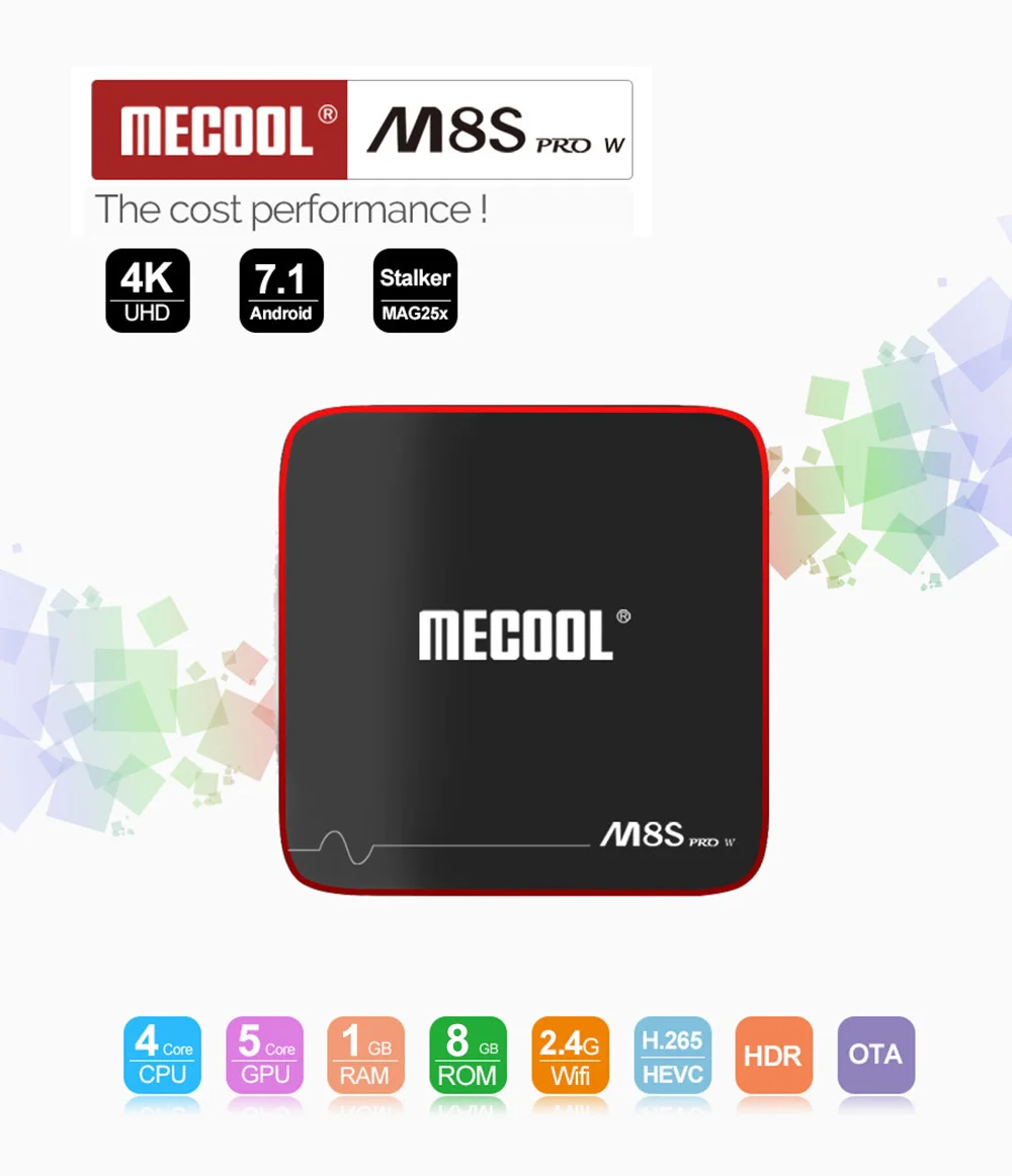ТВ приставка MECOOL M8S PRO W Amlogic S905W Android 7 1 Гб RAM + 8 ROM 2 4G WiFi 100 Мбит/с BT4.2 телевизионная