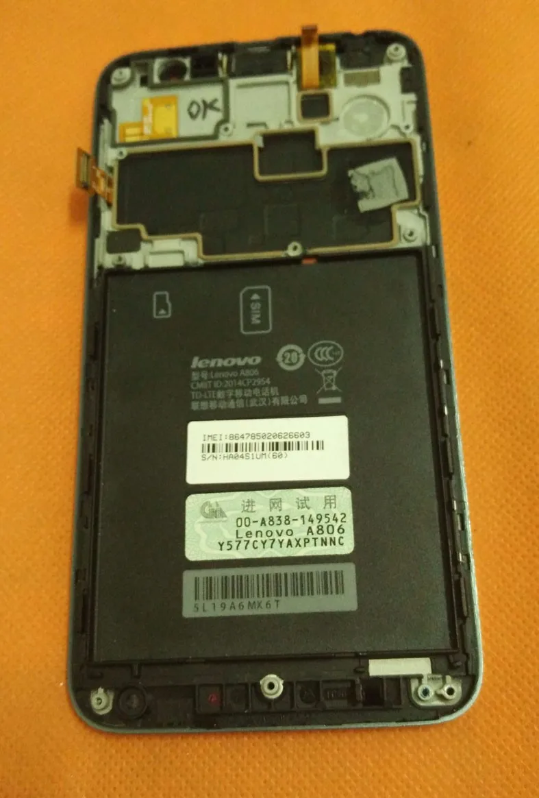 Original LCD Display Screen+ Touch Screen+Frame For Lenovo A806 A8 4G MTK6592 2G RAM 16G ROM 5.0'' HD FDD LTE Free shiping |
