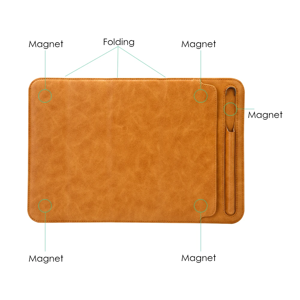 Jisoncase Кожаный чехол Чехол для iPad Pro 10,5 Чехол Мягкий складной рукав сумка с карандашом слот для iPad Pro 9,7