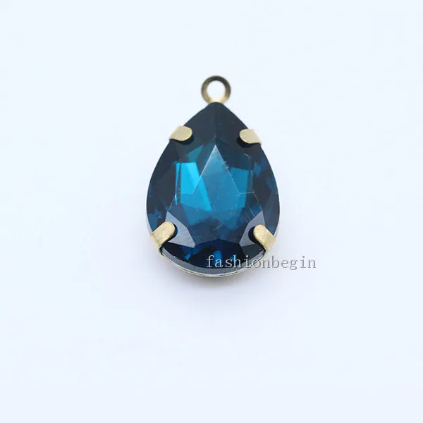 capri blue 20p 10x14 мм каплевидные хрустальные стразы граненые в рамке Стеклянные Подвески соединители ожерелье серьги фурнитура 1 петля Подвески Бусины - Цвет: capri blue