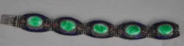 /China's Tibet dynasty palace cloisonne silver inlaid jade bracelet fine jewe 5.25 | Украшения и аксессуары
