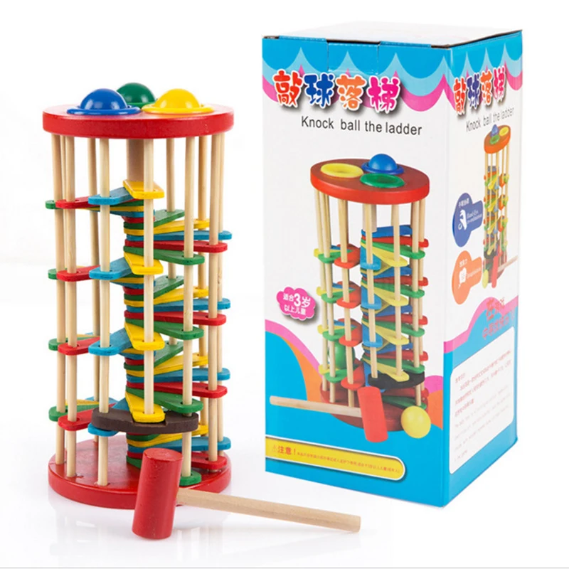 

Wooden Batting Ladder Hand Knock The Ball Toys Colorful Gifts Montessori Mathematics Early Educational Classic Toys For Kids New