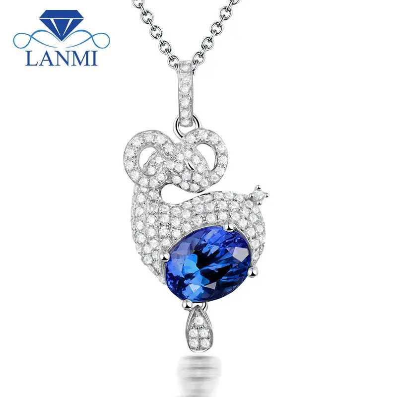 Ожерелье из натурального танзанита 18 к 7 х9 мм|natural diamond pendant|tanzanite pendanttanzanite necklace |