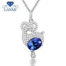 Ожерелье из натурального танзанита 18 к 7 х9 мм|natural diamond pendant|tanzanite