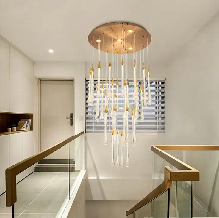 L лестница длинная люстра современный минималистский вилла атмосфера