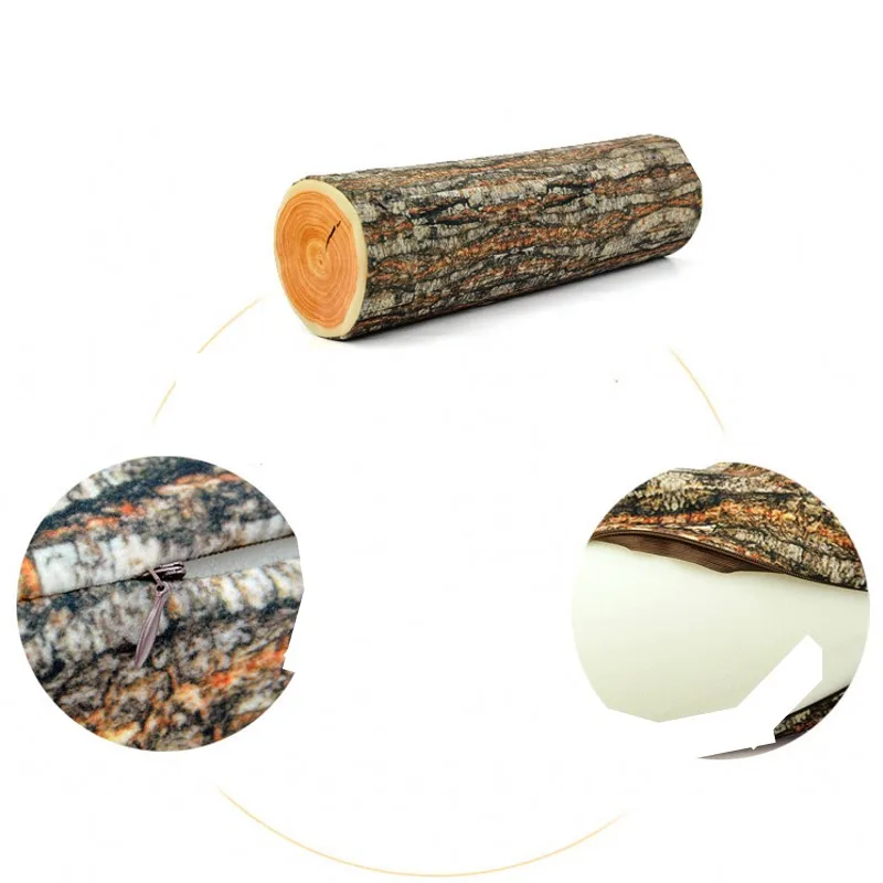 

HOT 1PCS Creative Exotic Flower Simulation Tree Stump Wood Pillow Family Bar Decorative Car Personality Hold Pillow Cushion