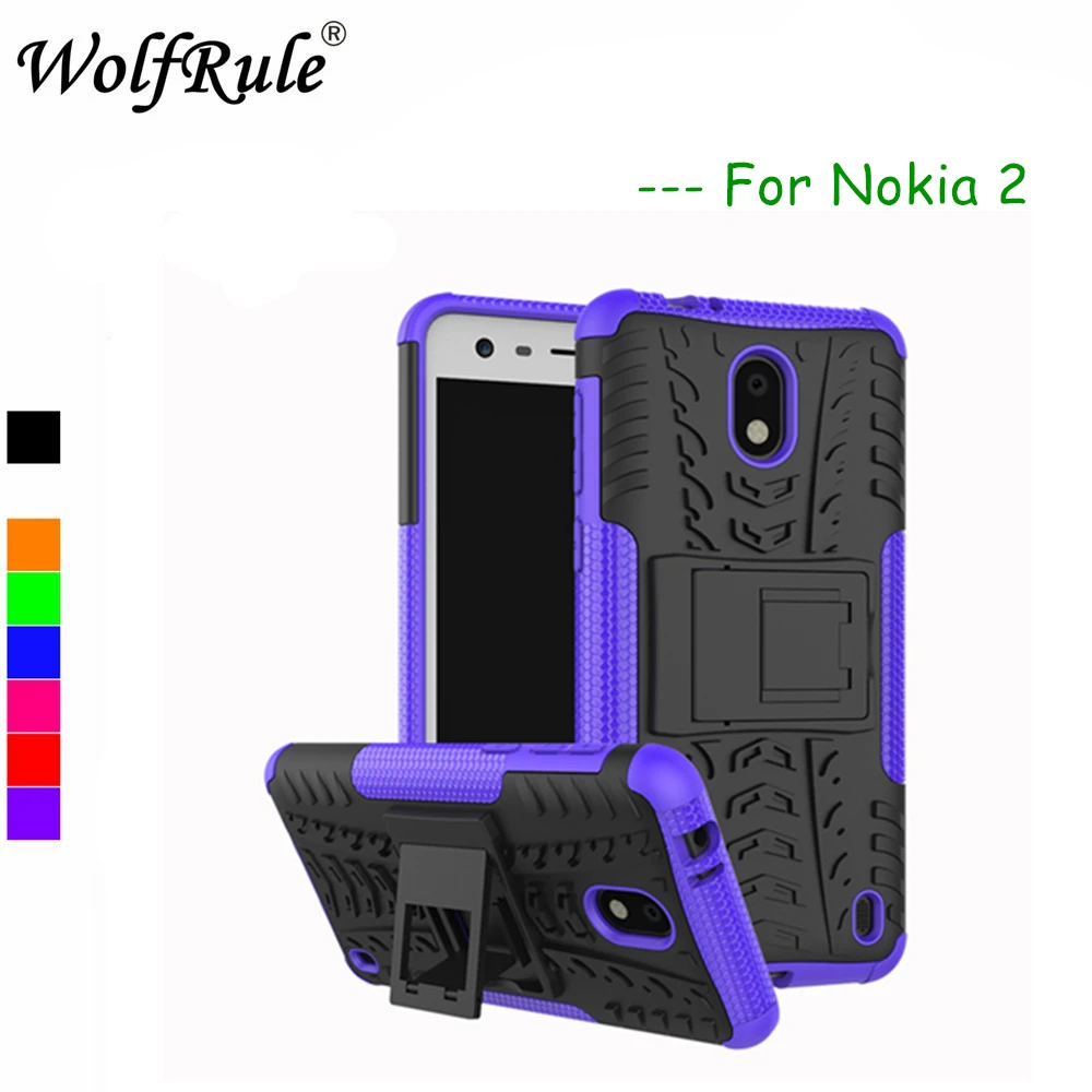 

WolfRule For Case Nokia 2 cover Dual Layer Armor Case For Nokia 2 Case Silicone TPU Fundas For Nokia 2 Kickstand Coque 5.0"
