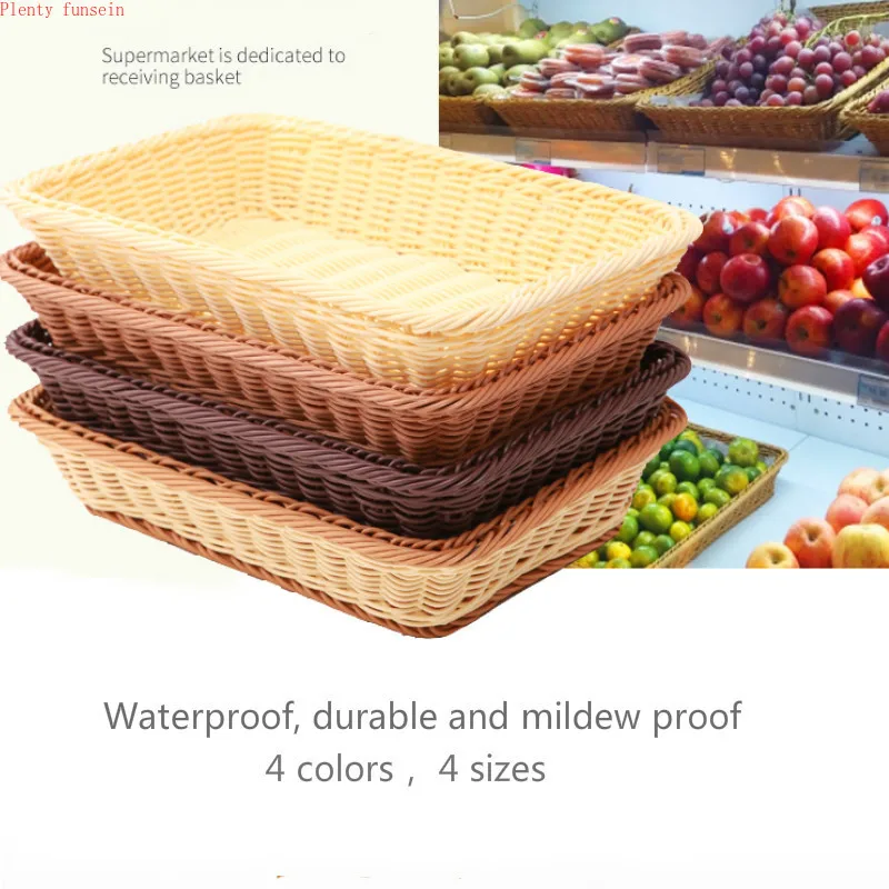 

bread fruit baskets hand-woven plastic imitating vines tray storage basket Waterproof durable and mildew proof 4 sizes colors