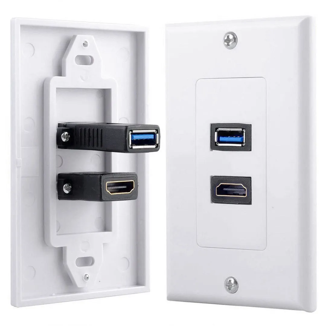 SHGO 1x 2 порта HDMI + USB 3 0 Женская настенная панель розетка удлинитель