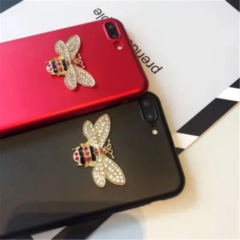 XSMYiss Glossy bee rhinestones For iphone 8 7 X XS MAX XR 6s Plus mobile phone case soft shell with lanyard hanging neck |