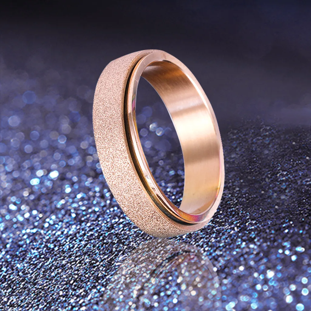 Кольцо женское Спиннер из нержавеющей стали Ring Sand Blast Finish удобное кольцо в стиле