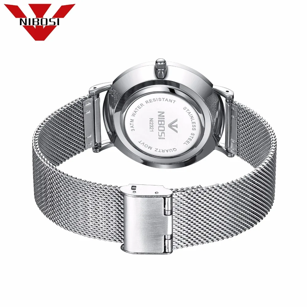 NIBOSI Мужские кварцевые часы модные повседневные ультра тонкие наручные 30 м
