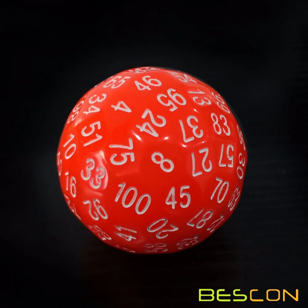 Bescon светящиеся многогранные кубики с 100 сторон красные Светящиеся Кубики D100