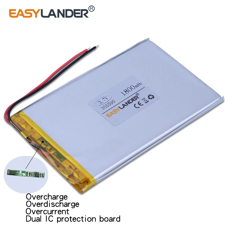 3 шт./лот 7 V 1800mAh 355590 полимерный литий ионный аккумулятор для Bluetooth ноутбука