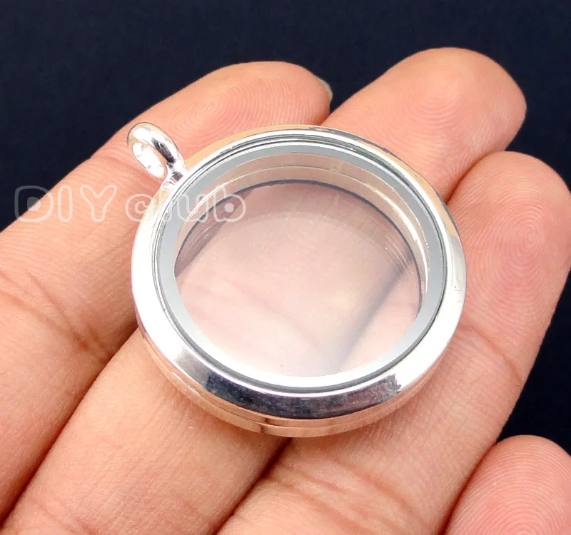 2 шт. яркий серебристый круглый плавающий медальон стеклянный кулон Плавающие