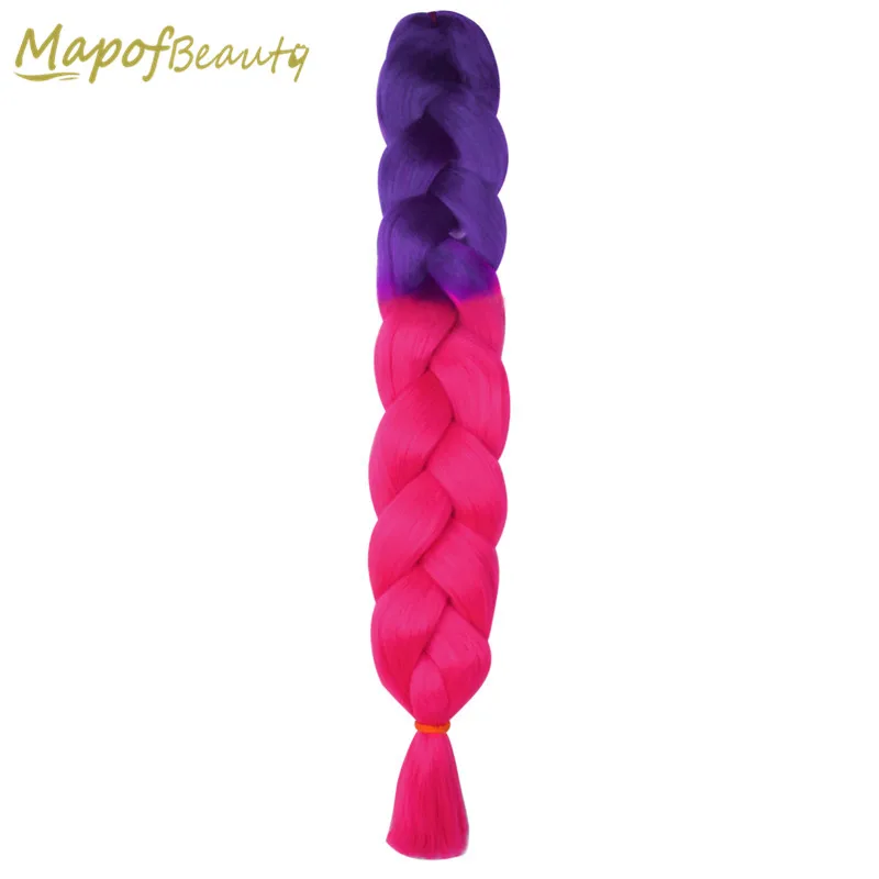 MapofBeauty Омбре Джамбо плетение 23 &quot100 г/шт. черные розовые волосы крючком косички