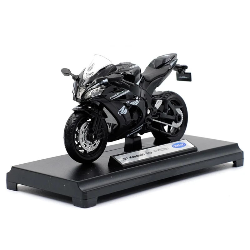 Welly 1:18 Kawwasaki Ninja ZX10R Литая модель мотоцикла Рабочая короткопоглотитель игрушка для детей подарки коллекция игрушек