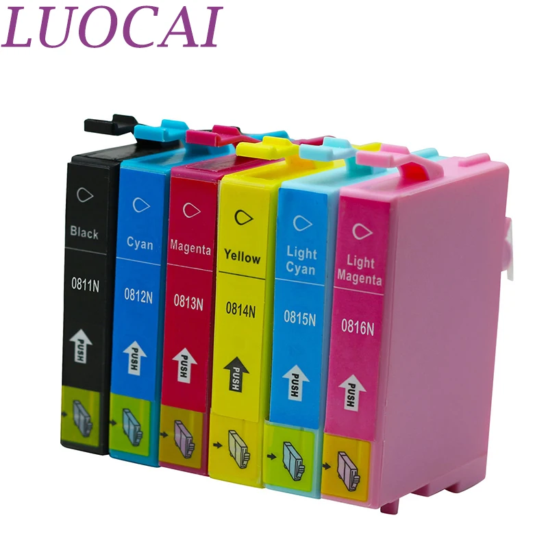 Картриджи для принтеров LuoCai совместимые с чернилами 6 шт. Epson Stylus Photo R270/R290/R295/R390/1430