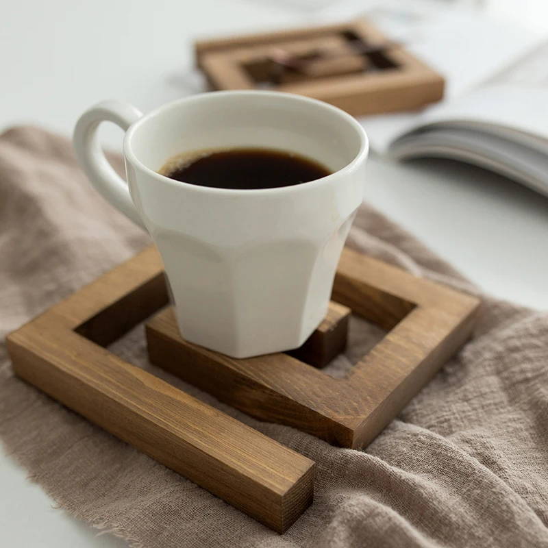SWEETGO Wood coffee mat thermal insulation pad cup clip shape food tools home table decoration accessories Photographic props | Дом и сад