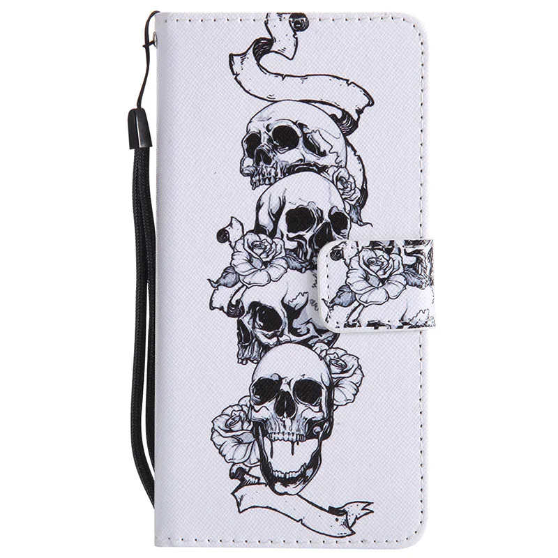 Skull Капа Крышка корпуса ля iPhone X для iPhone 8 7 6 6S Plus 5S 5SE Цвет PU кожаный флип бумажник чехол для телефона s Touch 5 6 Coque Fundas B42 - Цвет: Skull