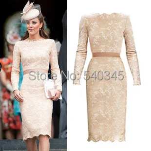 Kate Middleton красивые кружевные свадебные вечерние платья с длинным рукавом, облегающие вечерние платья до колен, платья знаменитостей K17