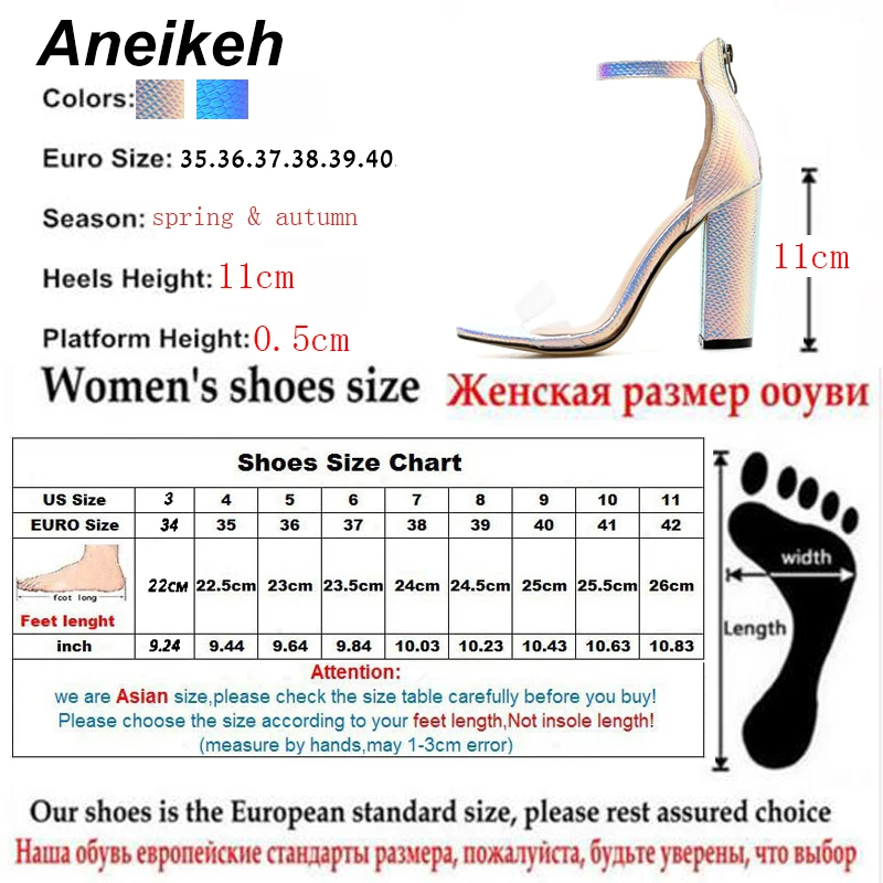 Aneikeh/ г.; милые прозрачные летние босоножки из ПВХ; женская обувь на молнии с закрытой пяткой на высоком квадратном каблуке; Узкие вечерние офисные туфли; цвет синий, розовый
