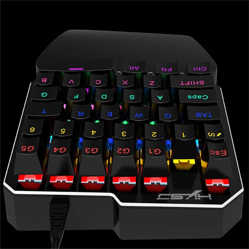 Binmer клавиатуры HXSJ J100 одной рукой 35 клавиш Проводная USB игровая механическая
