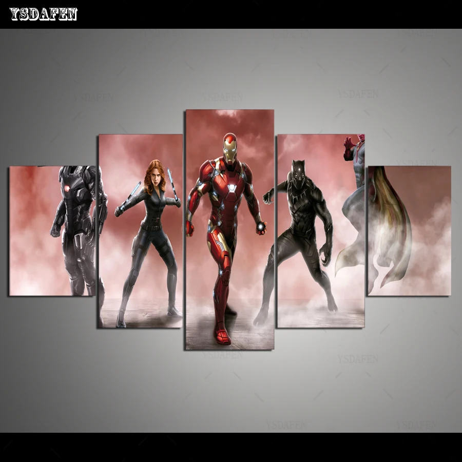 Прямая поставка HD 5 Панель Холст Искусство мВ ironman команда Живопись Домашний