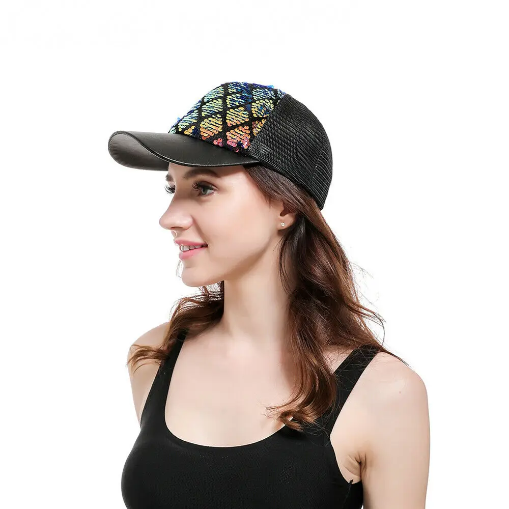 Женская Мужская регулируемая бейсболка с хвостом блестящая шляпа от солнца