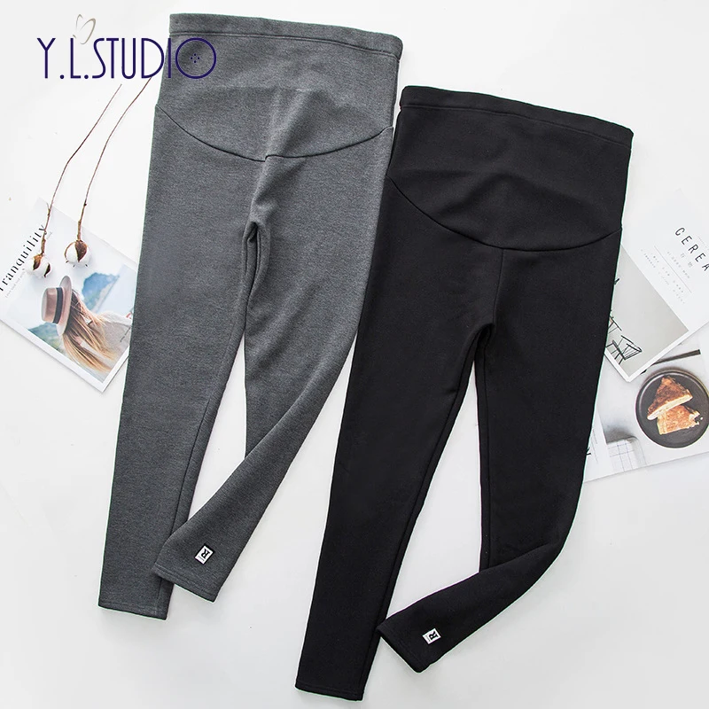 Для беременных штаны на флисе зима pantalon para embarazada теплые хлопковые леггинсы
