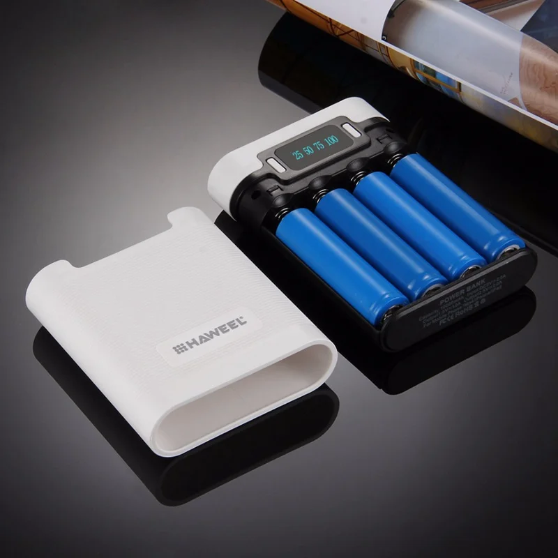 HAWEEL, 4x18650, двойной usb порт, светодиодный дисплей, 10000 мА/ч, чехол для аккумулятора, блок питания, 2 usb порта для S8 Mi6, Oneplus i7