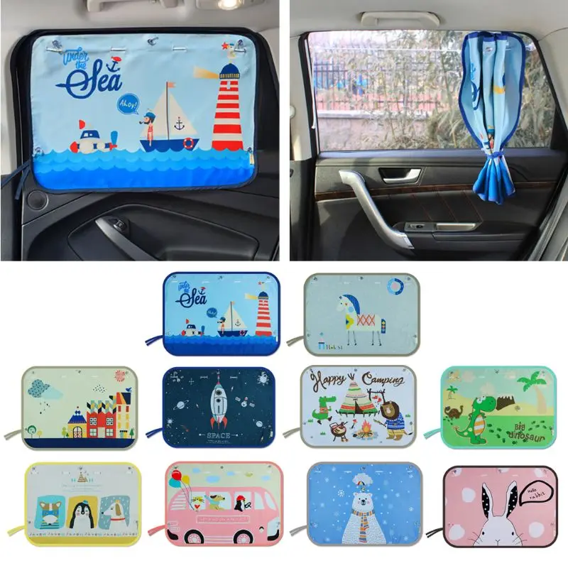 Детские Автомобильные Боковые шторы 70*50 см Мультяшные занавески солнцезащитный