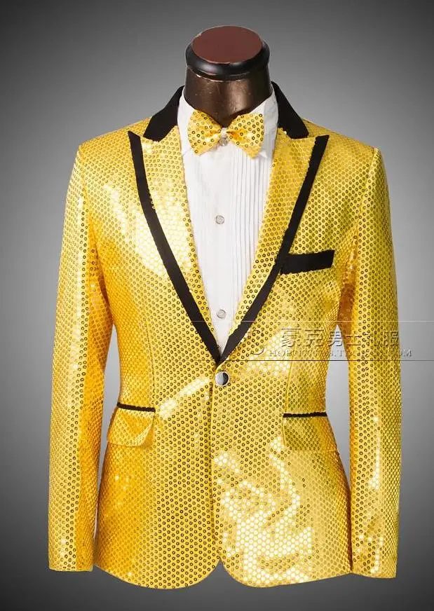 2020 Новое поступление цветной тонкий мужской костюм с пайетками комплект со