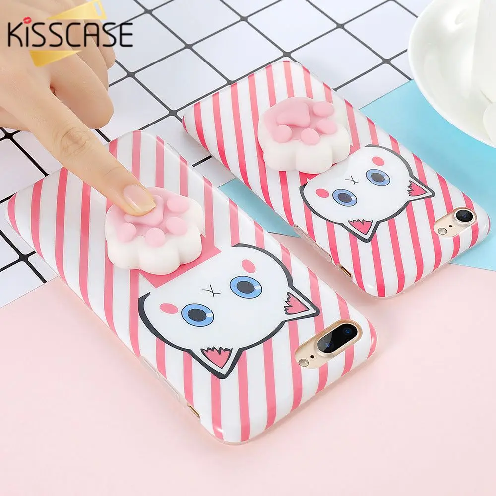 Чехол KISSCASE 3D с милыми животными для iPhone 7 8 Plus 6 S мягкие силиконовые чехлы