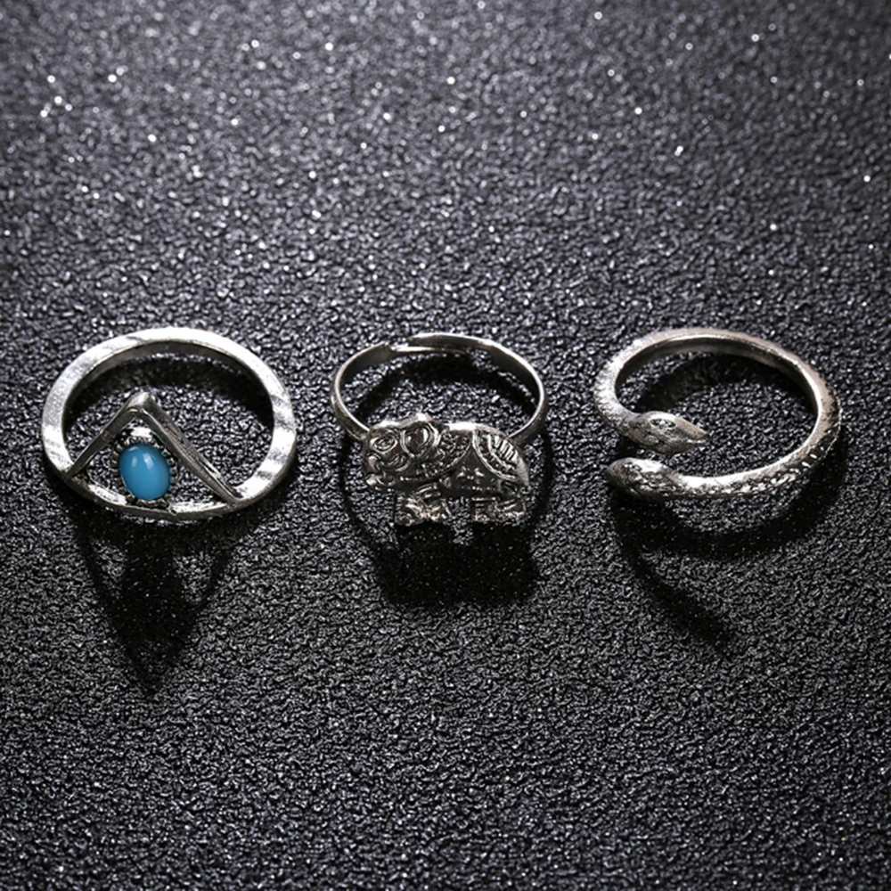 

XIYANIKE New 8 Pieces/Set Acrylic Elephant Snake Rings Sets Vintage Midi Rings Ring Beach Sets For Women Party Gift R86