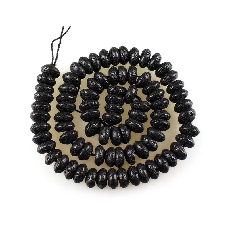 

( 1 strand/lot) New 10x5mm Black Lava Abacus Shape Loose Beads Stone Beads