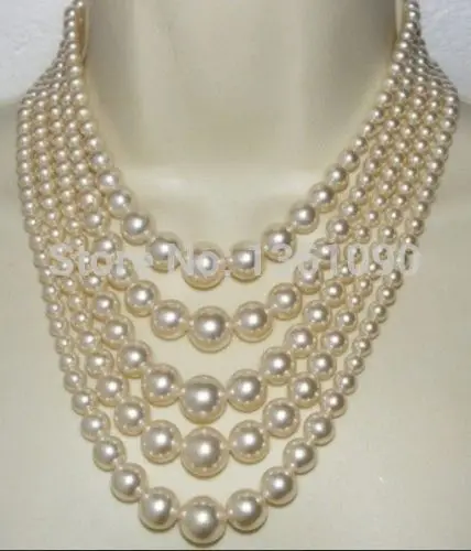 bjc 000233 hot Cultured 7-11mm natural south sea white pearl necklace 17-22inch (A0327) | Украшения и аксессуары